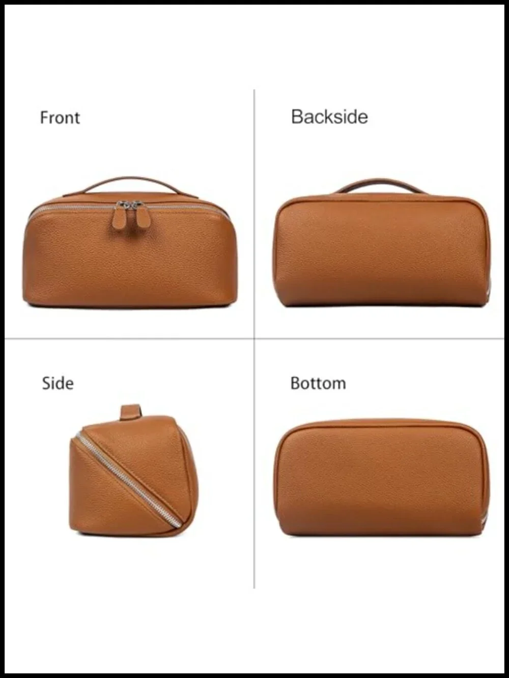 Genuine Leather Cosmetic Bag Large Capacity Travel Makeup Case with Multi